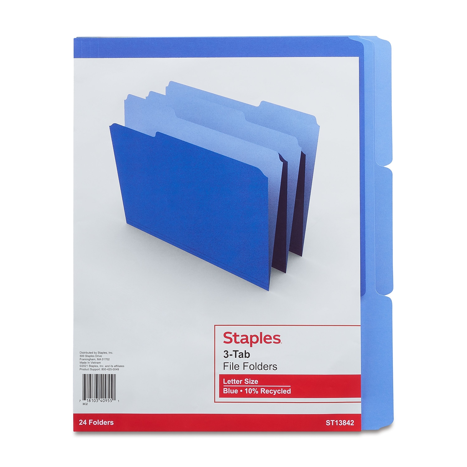 Staples farbige Aktenordner oben 3 Register blau Letterformat 24/Packung 659787 - Bild 2 von 3
