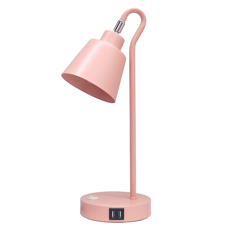 Simple Designs Sleek Essentials LED Desk Lamp, 16", with USB Ports, Blush Pink (LD1073-BPK) image 1