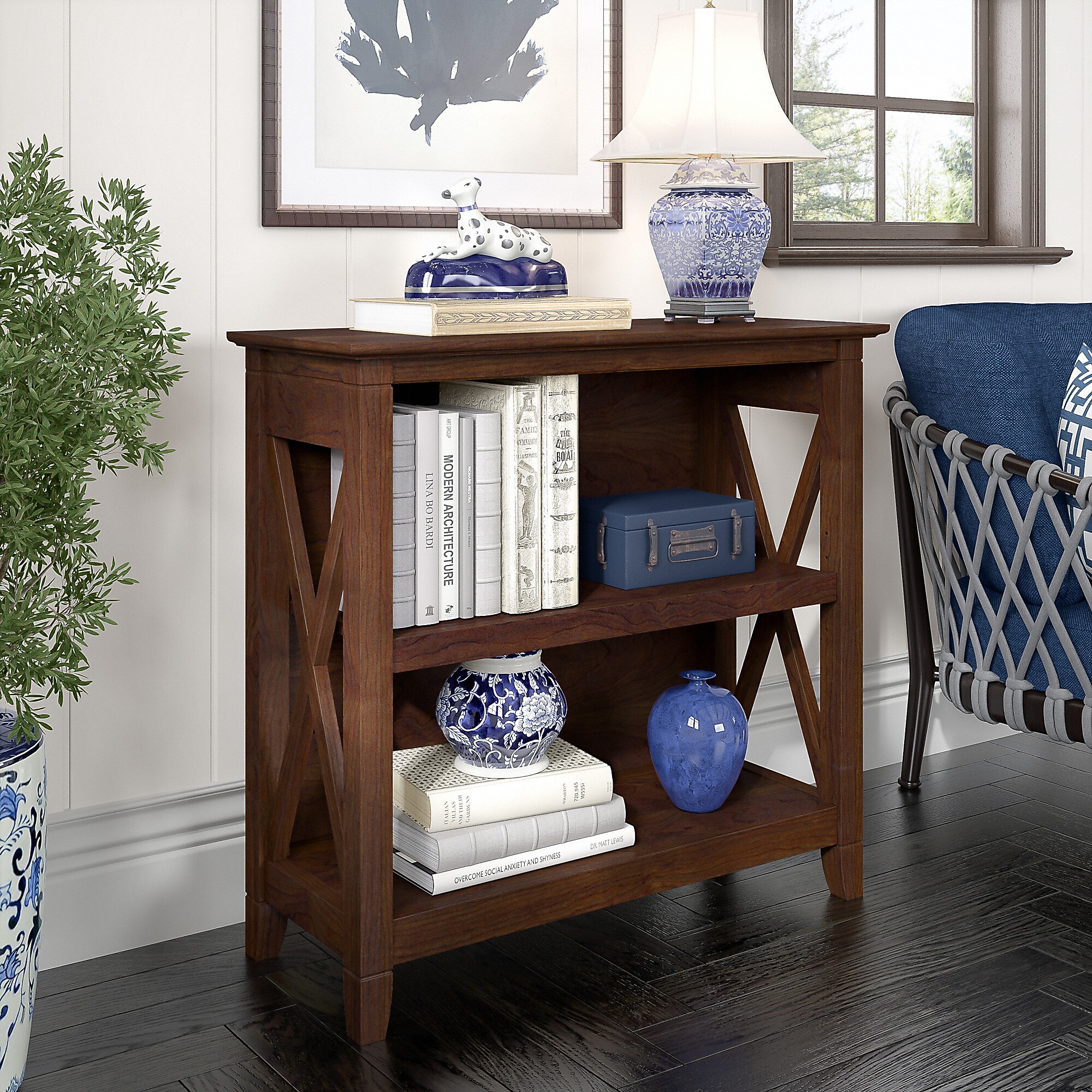 Bush Furniture Key West 30″H 2-Shelf Bookcase with Adjustable Shelf, Bing Cherry (KWB124BC-03) Sansujyuku sansujyuku.com