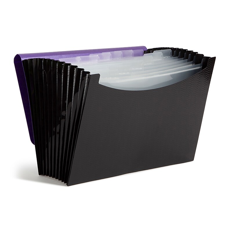 Smead Heavy Duty Plastic Accordion File, MultipleIndex, 12 Pocket, Letter, Purple/Black (70862) image 1