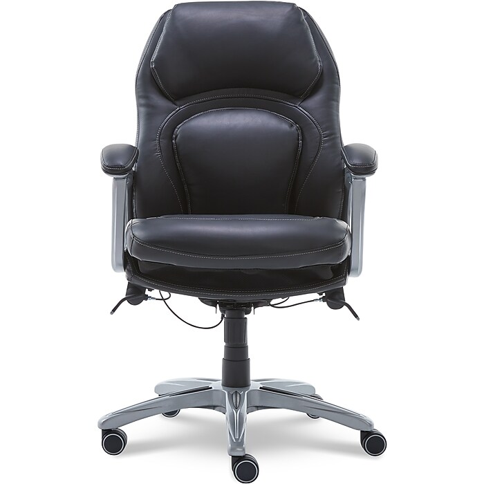 Serta Back in Motion Bonded Leather Executive Chair, Smooth Black