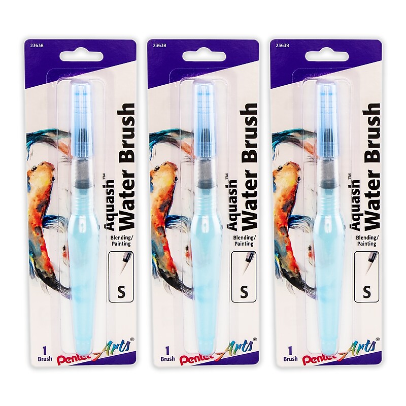 Pentel Arts Aquash Nylon Watercolor Brush, 3/Bundle (PTAFRHFBP-3) image 1