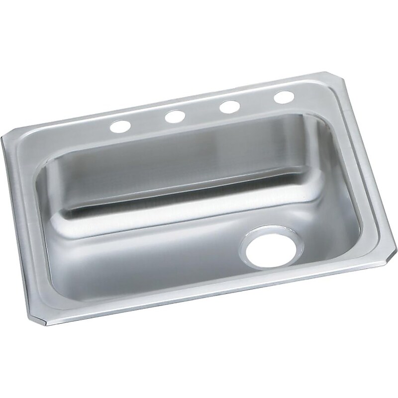 Elkay Celebrity 4-Hole Single-Bowl Drop In Kitchen Sink, 21.25" x 25" x 5.38", Stainless Steel, Brushed Satin (GECR2521R4) image 1