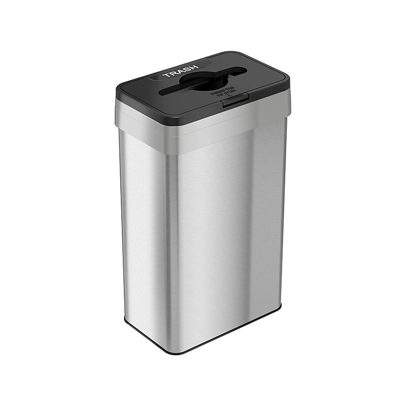 HLS Commercial Stainless Steel Trash Can, 21-Gallon, Black/Silver (HLS21UOTTRS) image 1