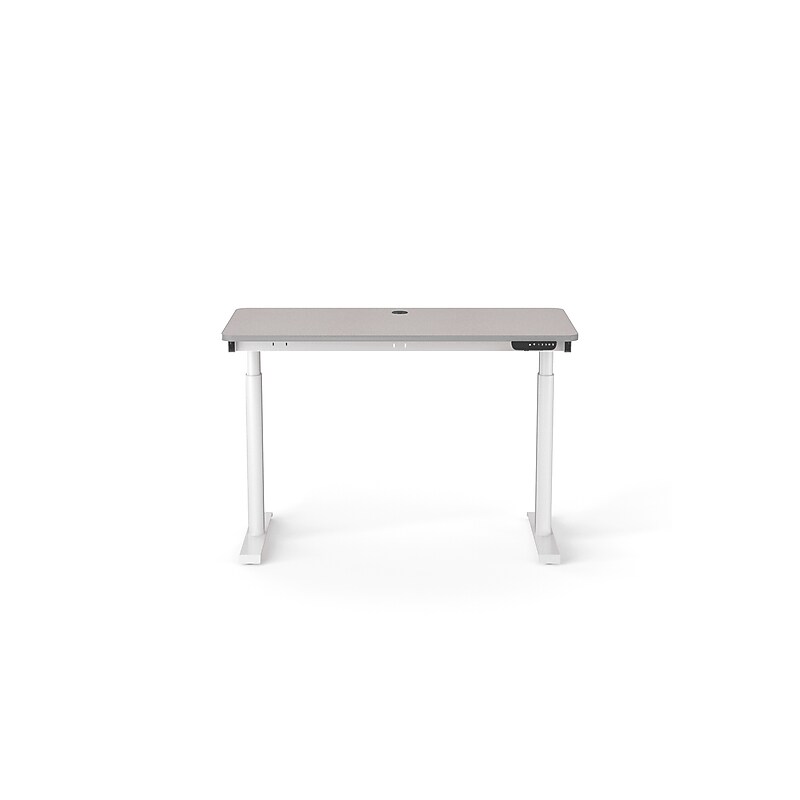 VersaDesk PowerLift 48"W Electric Rectangular Adjustable Standing Desk, Grey/White (PLSDR4824-WG-APP) image 1