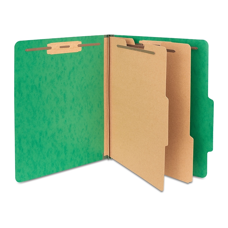Staples Moisture Resistant Classification Folder, 2-Dividers, 2.5" Expansion, Letter Size, Green, 10/Box (ST614621-CC) image 1