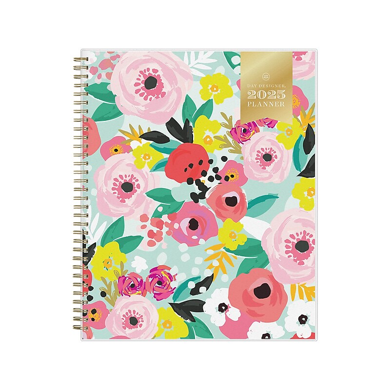 2025 Blue Sky Day Designer Secret Garden Mint Green 8.5" x 11" Weekly & Monthly Planner, Plastic Cover, Multicolor image 1