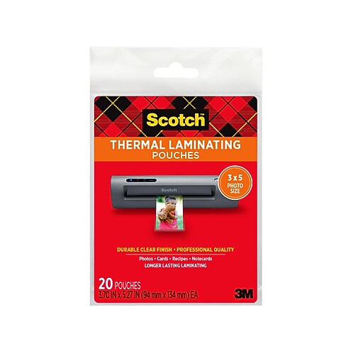 Scotch® Lamination Thermal Laminating Pouches, Index Card, 5 Mil (TP590220) Staples