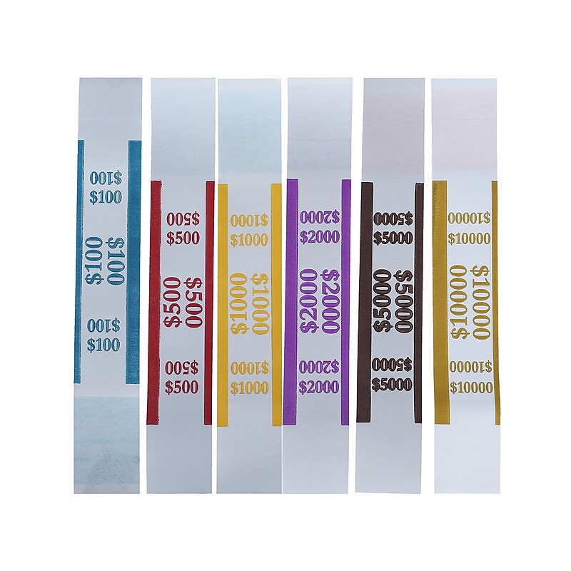 Bank Supplies Currency Straps, Assorted Colors, 6000/Pack (101-12345) image 1