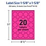 Avery Square Scalloped Laser/Inkjet Multipurpose Labels, 1-5/8" x 1-5/8", Neon Magenta (200/Pack)~#|#~EB7ABA4D-25B0-4100-B204DDD176CC47DE_sc7