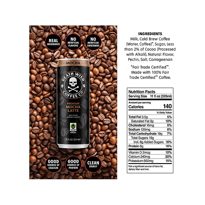 Death Wish Coffee Co. Mocha Latte Cold Brew Coffee Can