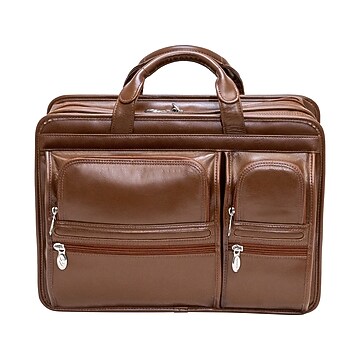 McKlein Leather Briefcase, Laptop Compatible, Black (88435