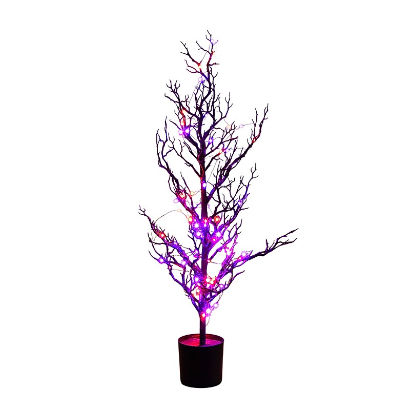 Nearly Natural Pre-Lit Artificial Halloween Black Spooky Twig Tree, 3' (T5234) image 1
