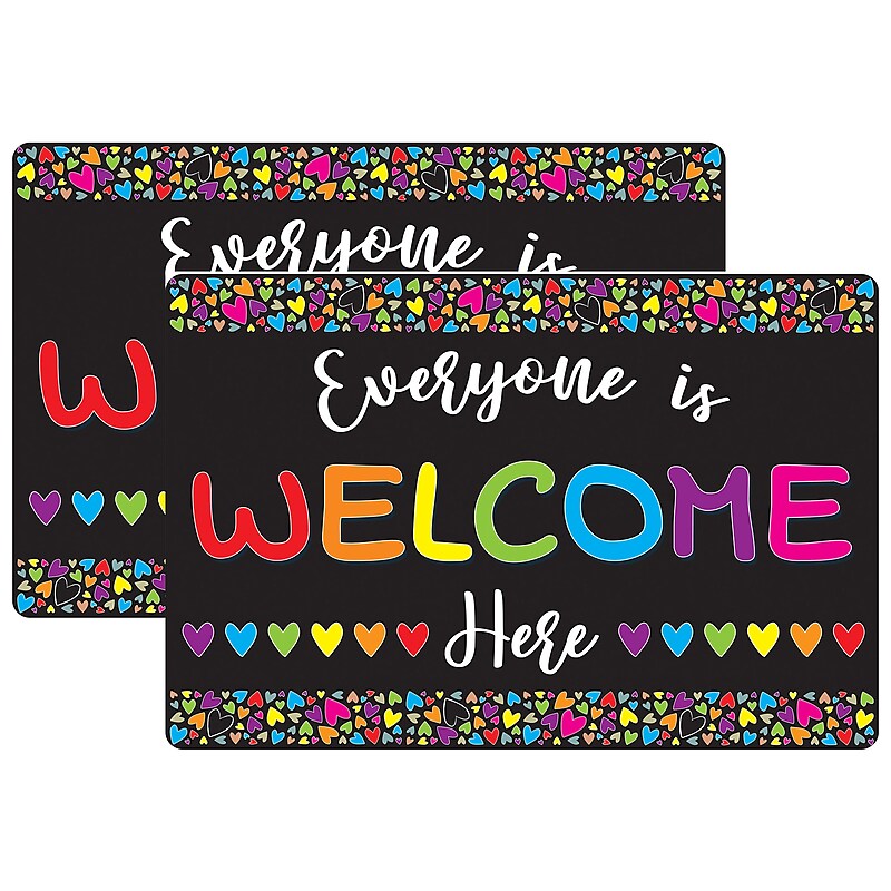 Ashley Smart Poly Commercial Floor Mat, 15.5" x 23.5", Everyone is Welcome Here Hearts, 2/Bundle (ASH91501-2) image 1