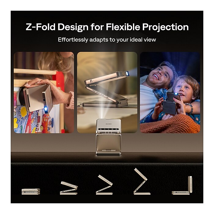 Aurzen ZIP Tri-Fold Portable Projector, Titanium Gold (ZIP-TG