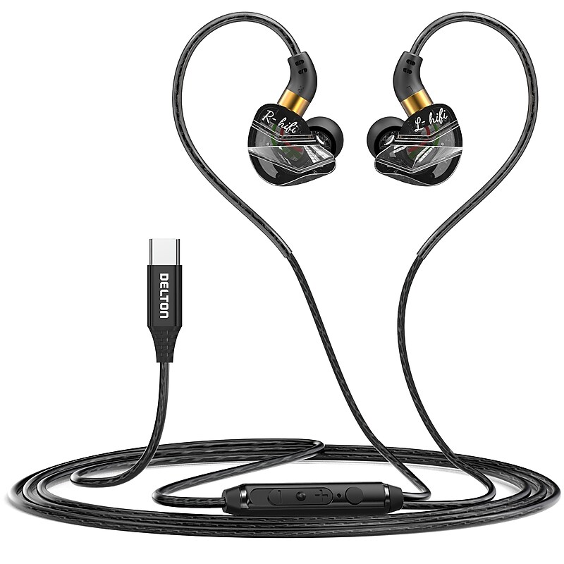 Delton 31EC Ergonomic In-Ear USB-C Computer Earbuds, Black (DWH31ECBK) image 1