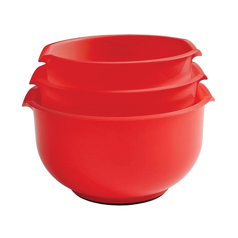 gia'sKITCHEN Nesting Mixing Bowls with Lipped Handles & Pour Spouts, Red, 3 Piece (DTM23364) image 1