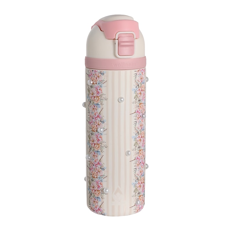 wellness Roses Stainless Steel Double Wall Insulated Water Bottle, 24 oz., Pink (426375) image 1
