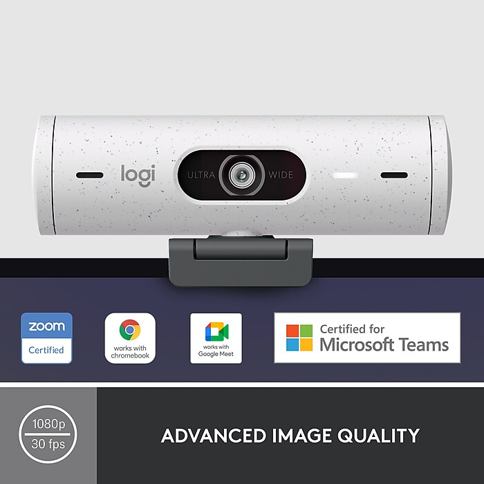 Logitech Brio 500 HD 1920 x 1080 Webcam, 4 Megapixels, Off-White