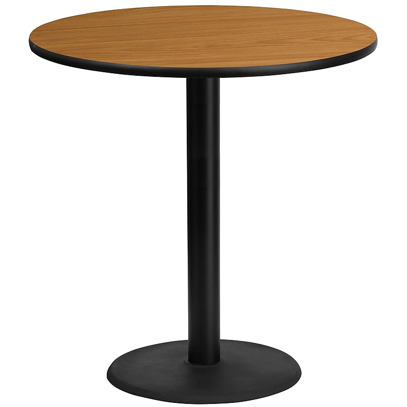 Flash Furniture 42'' Round Laminate Table Top with 24'' Round Bar-Height Table Base, Natural (XURD42NTTR24B) image 1