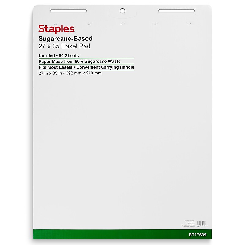 Staples Easel Pads, 27" x 35", White, 50 Sheets/Pad, 4 Pads/Carton (ST17639) image 1