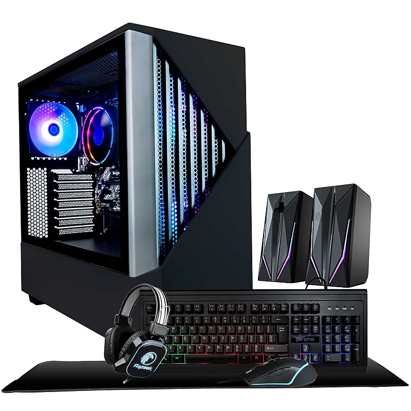 Periphio Reaper Gaming Desktop Computer, AMD Ryzen 5, Radeon Vega7, 16GB RAM, 1TB SSD, Windows 11, Keyboard + Speaker + Headset image 1