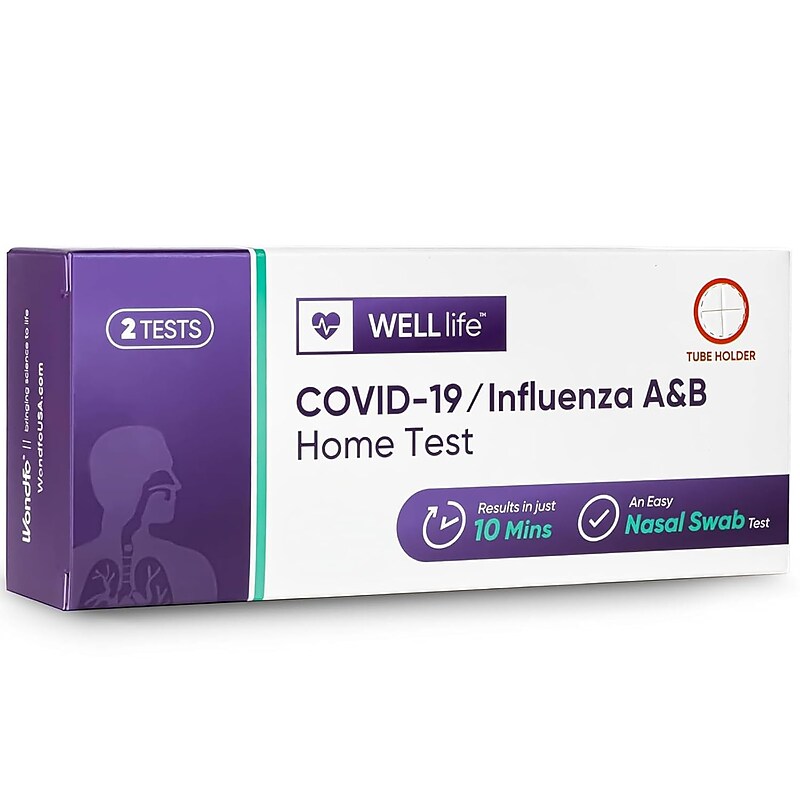 WELLlife COVID-19 ⁄ Flu A&B Home Test, 2/Pack (WCOVFLU-OTC-2) image 1