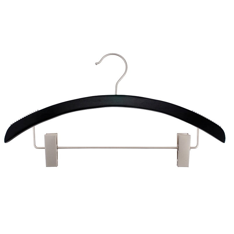 Nahanco 16" Wood Retro Suit Hanger, Low Gloss Black, 100/Carton (40217RC) image 1