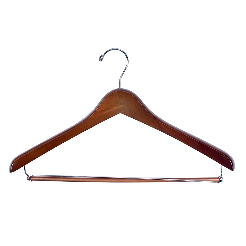 Nahanco 17" Wood Extra Thick Concave Suit Hanger, Walnut, 40/Pack (2017CHPB) image 1