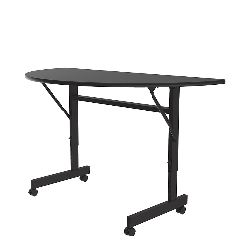 Correll Econoline 48"W x 24"D Adjustable Foldable Training Room Table, Laminate, With Wheels, Black Granite (FTM2448TFHR07) image 1