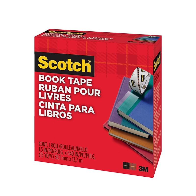 Scotch Book Transparent Clear Tape, 1.5" x 15 yds., 3" Core, Transparent (845) image 1