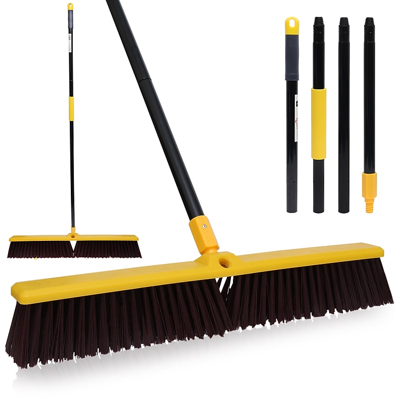 BISON LIFE Outdoor 24" Polypropylene Bristle Push Broom, Yellow/Black (BPHD-EXHPB-BKY-24-1) image 1