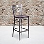 Flash Furniture HERCULES Series Traditional Metal X-Back Barstool, Clear Coat/Mahogany Wood, 2-Pieces/Pack (2XU6F8BCLBMAHW)~#|#~EBE673A2-330F-490D-9A088BC49AF4C059_sc7