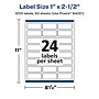 Avery Laser/Inkjet Multipurpose Labels, 2.5"  x 1", Matte White, 1200/Box (94221)~#|#~EBED32D2-1150-4FF6-97CB190C9C8F53AF_sc7