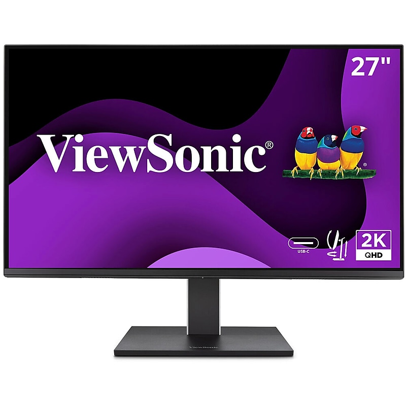 ViewSonic 27" QHD IPS 100Hz LED Monitor, Built-In Speaker, Height Adjustable, Universal Docking Station, Black (VG2752-2K) image 1