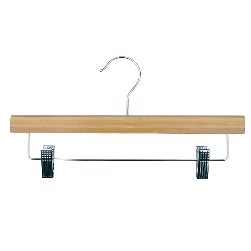 Nahanco 14" Bamboo Pant Hanger, Chrome Hook, 50/Pack (21414RC) image 1