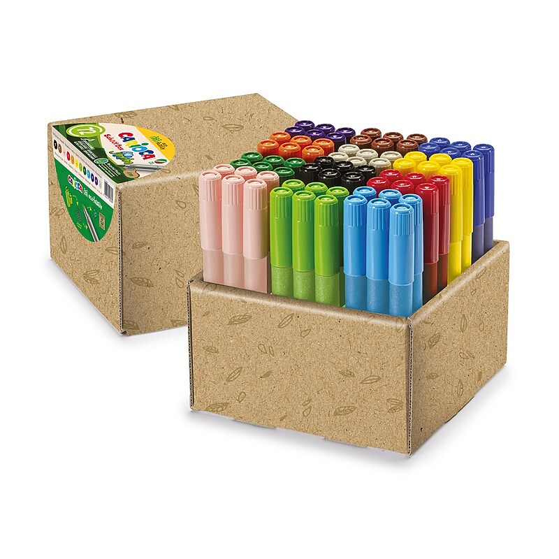CARIOCA Jumbo Eco Washable Kids Markers, Maxi Tip, Assorted Colors, 72/Set (CRA43466) image 1