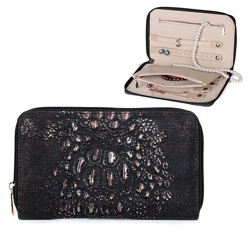 Karla Hanson Eva Canvas Jewelry Organizer Case, Black (80112BLACK) image 1