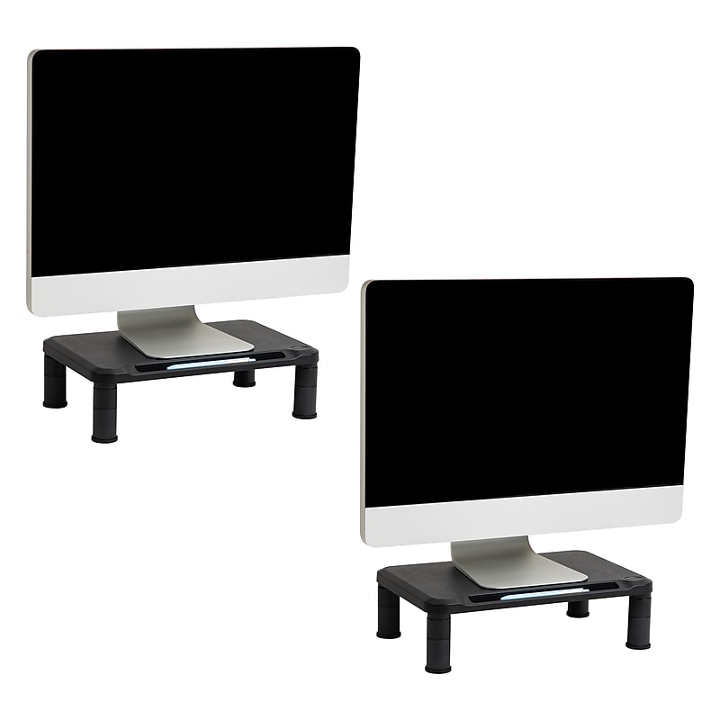 Mind Reader Adjustable Monitor Stands, Up to 19" Monitors, Black, 2/Pack (2SMPLMON-BLK) image 1