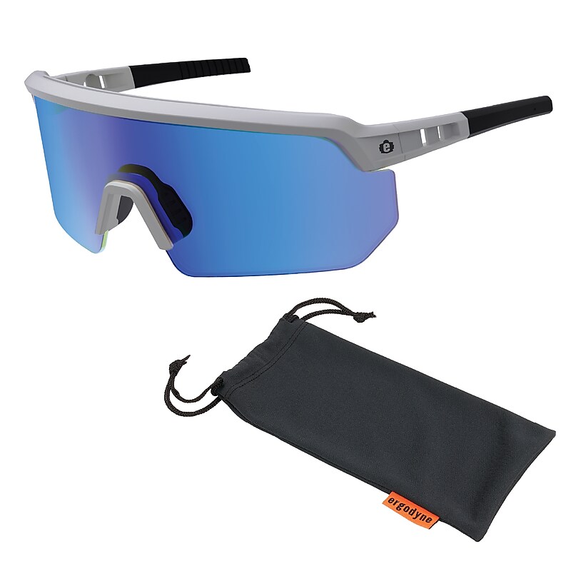 Skullerz AEGIR-AFAS-HCMI Enhanced Anti-Fog Safety Glasses/Sunglasses, Matte Gray Frame, HC Ice Blue Mirrored Lens (55231) image 1