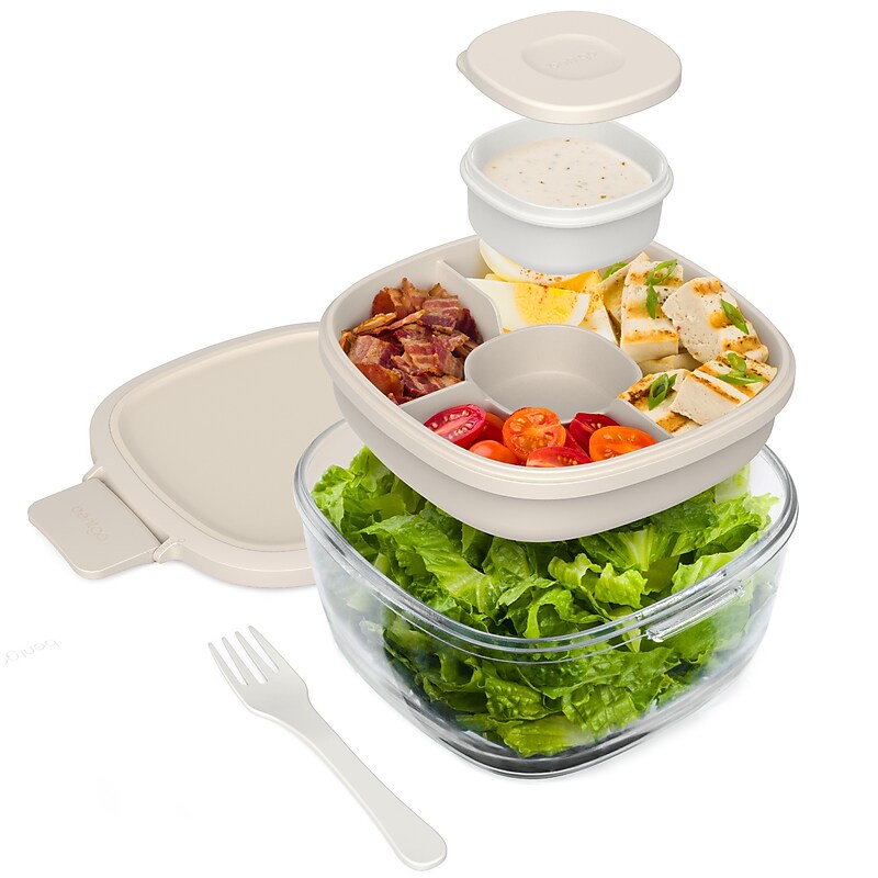 Bentgo All-in-One Salad Container, 5-Compartment, White Stone Tan, 61 oz. (BGLASSAL-WST) image 1