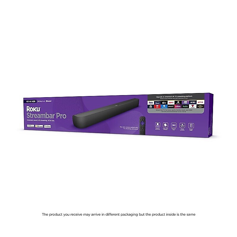 Roku Streambar Pro 9101R2 Stereo Soundbar, Black image 1