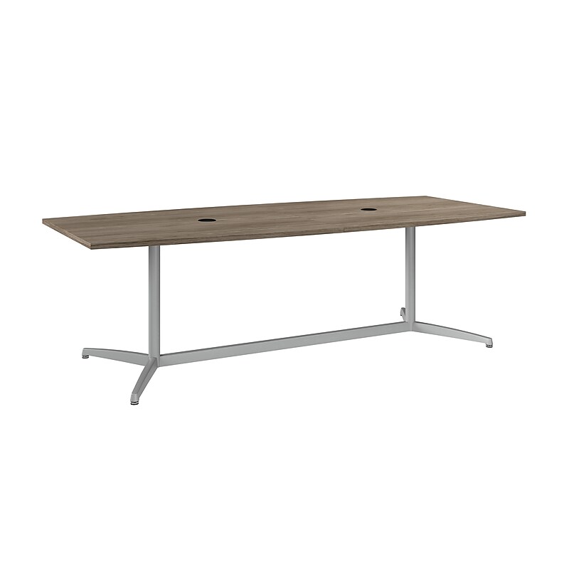 Bush Business Furniture 96W x 42D Boat Shaped Conference Table with Metal Base, Modern Hickory (99TBM96MHSVK) image 1