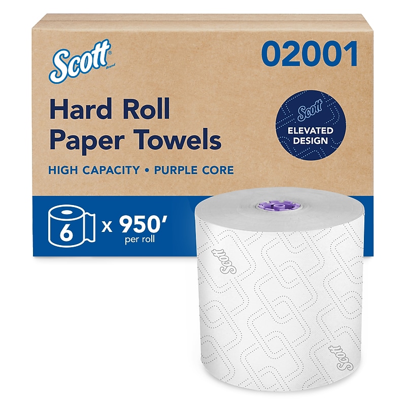 Scott Essential Recycled Hardwound Paper Towels, 1-ply, 950 ft./Roll, 6 Rolls/Carton (02001) image 1