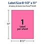 Avery Laser/Inkjet Rectangle Multipurpose Labels, 8.5" x 11", Bright Pink, 40/Pack (94269)~#|#~EC2F70B9-5BCB-48EE-878C3B29B4B62050_sc7