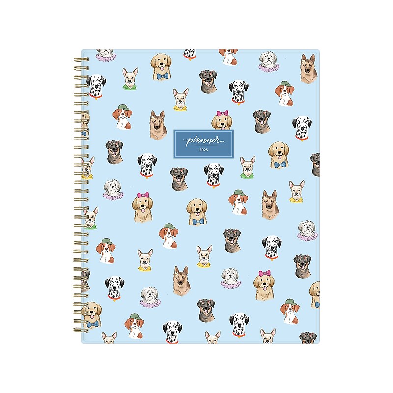 2025 Blue Sky Pooch Party 8.5" x 11" Weekly & Monthly Planner, Plastic Cover, Multicolor (152478) image 1