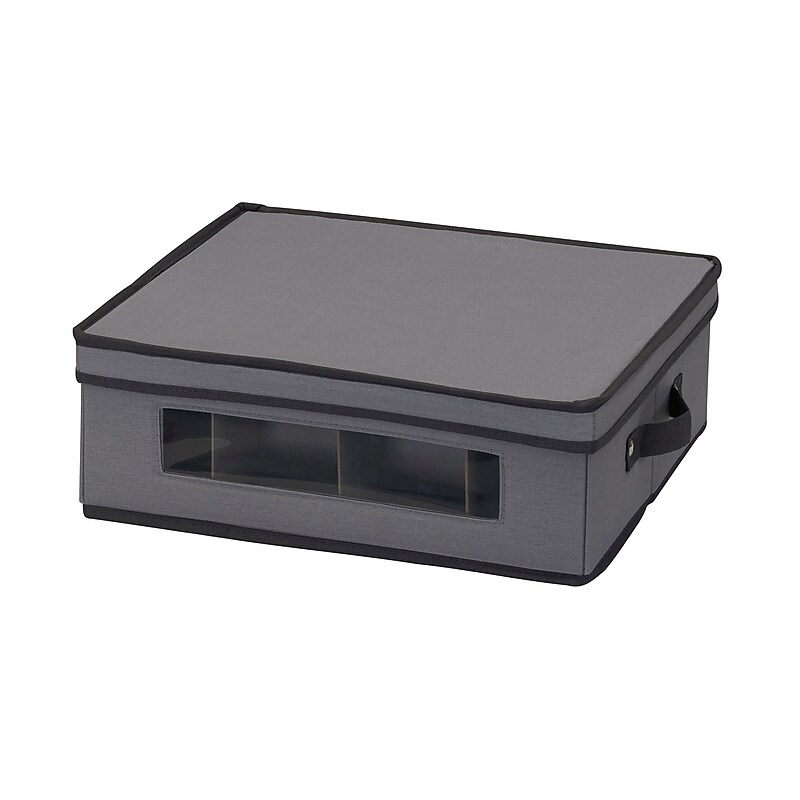 Household Essentials 19.6 Quart China Cup Chest with Lid, Fabric, Gray (HH52538-1) image 1