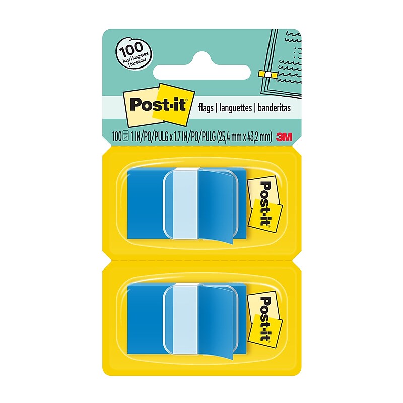 Post-it Flags, 1", Bright Blue, 100 Flags/Pack (680-BE2) image 1