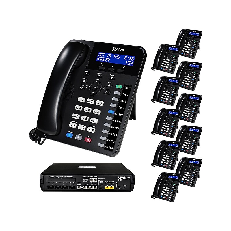 XBLUE X16 Plus 6-Line Corded Conference Telephone System Bundle, Black (X16plus-XD10-4x11) image 1