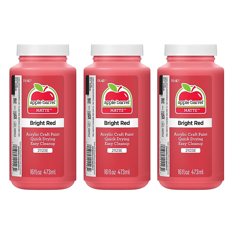 Apple Barrel Acrylic Paint Matte, 16oz., Bright Red, 3/Pack(APP21123E-3) image 1